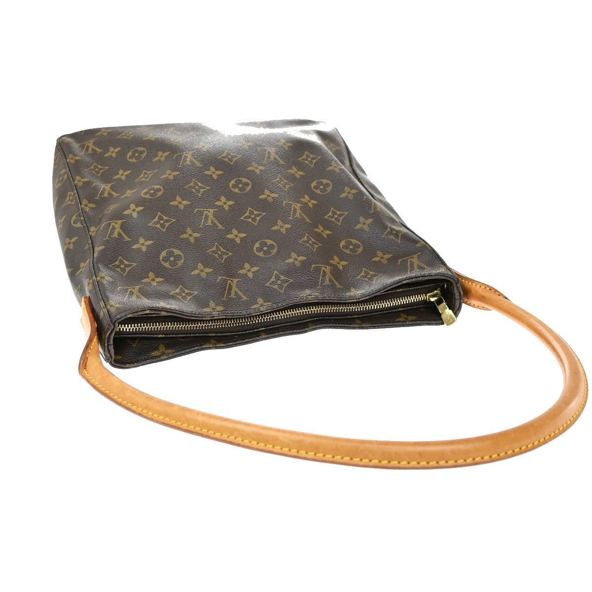 LOUIS VUITTON Logo Looping GM Shoulder Bag Monogram Leather Brown M51145 73KB422
