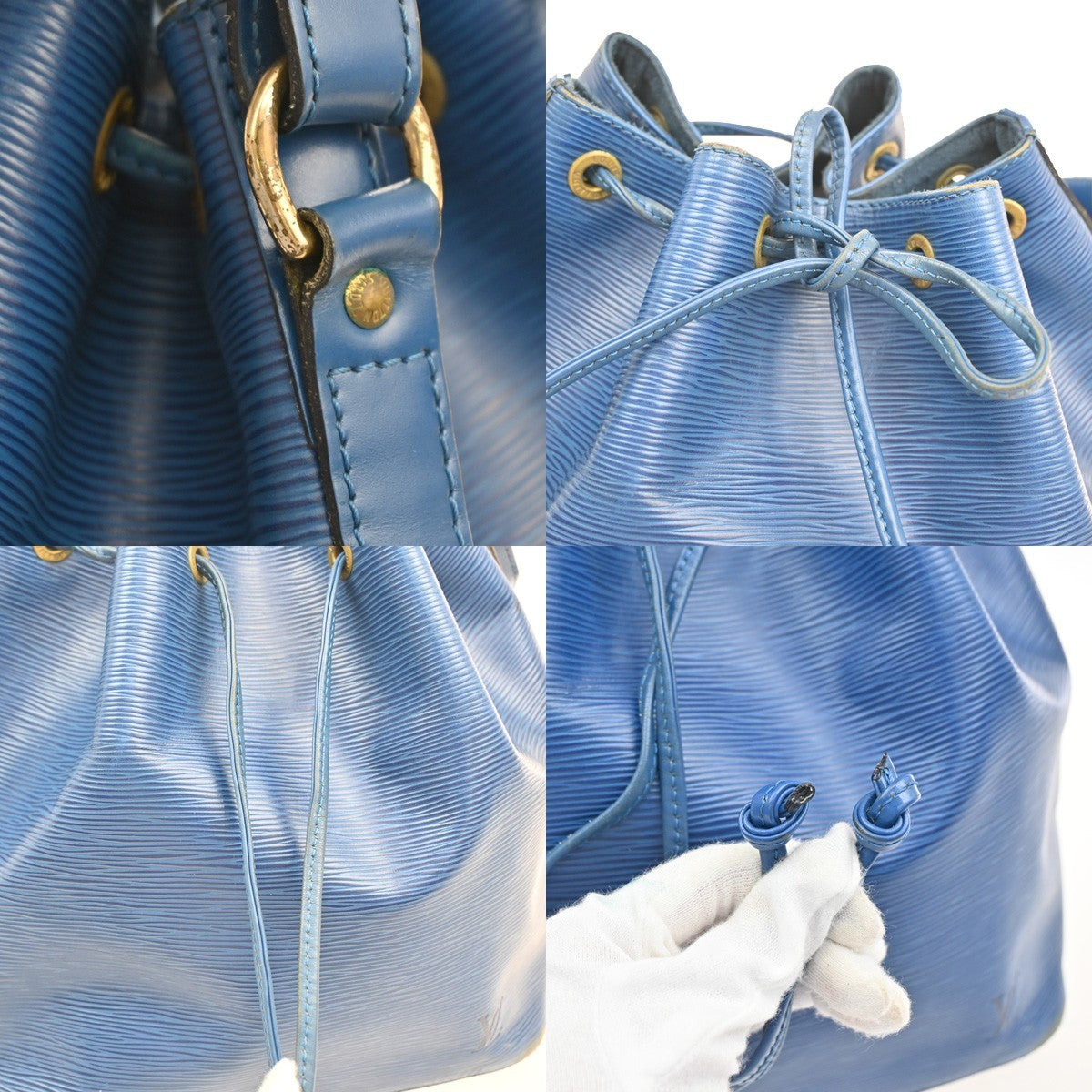 LOUIS VUITTON Petit Noe Drawstring Shoulder Bag Epi Leather Blue M44105 36EF305