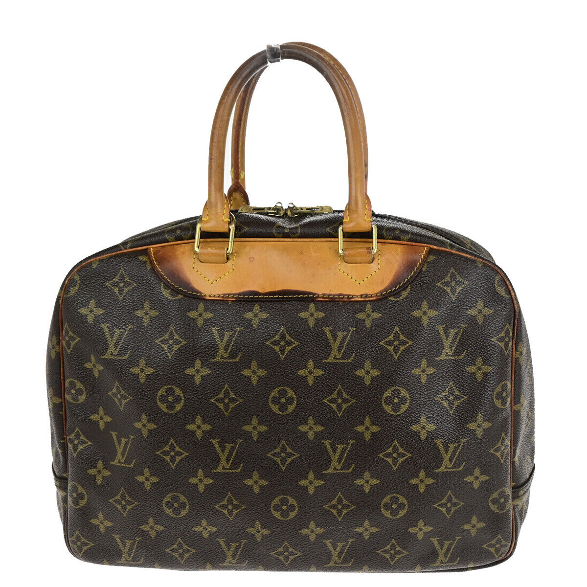 LOUIS VUITTON LV Logo Deauville Hand Bag Monogram Leather Brown M47270 64YG526