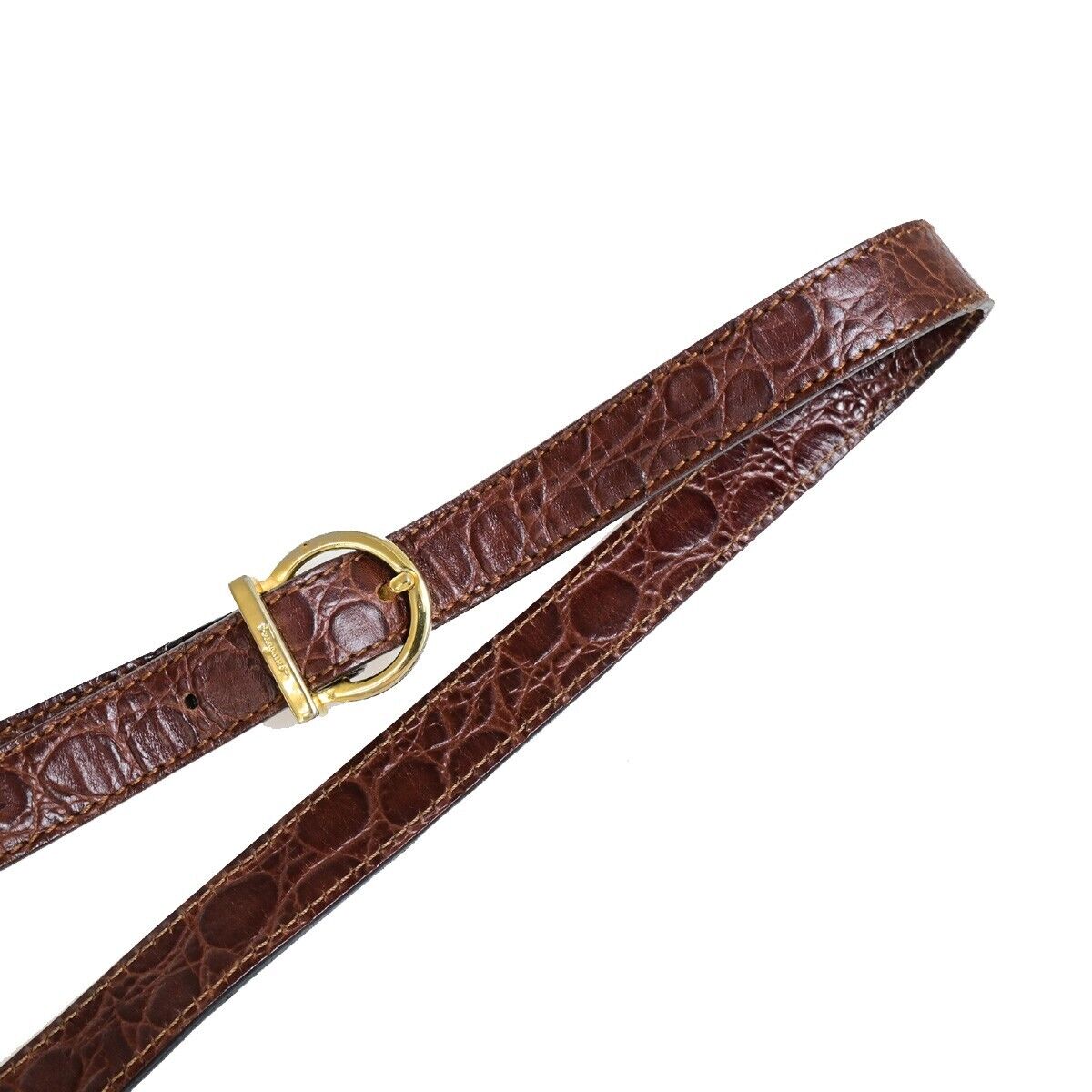 SALVATORE FERRAGAMO Vara Crossbody Shoulder Bag Embossing Leather Brown 67FB071