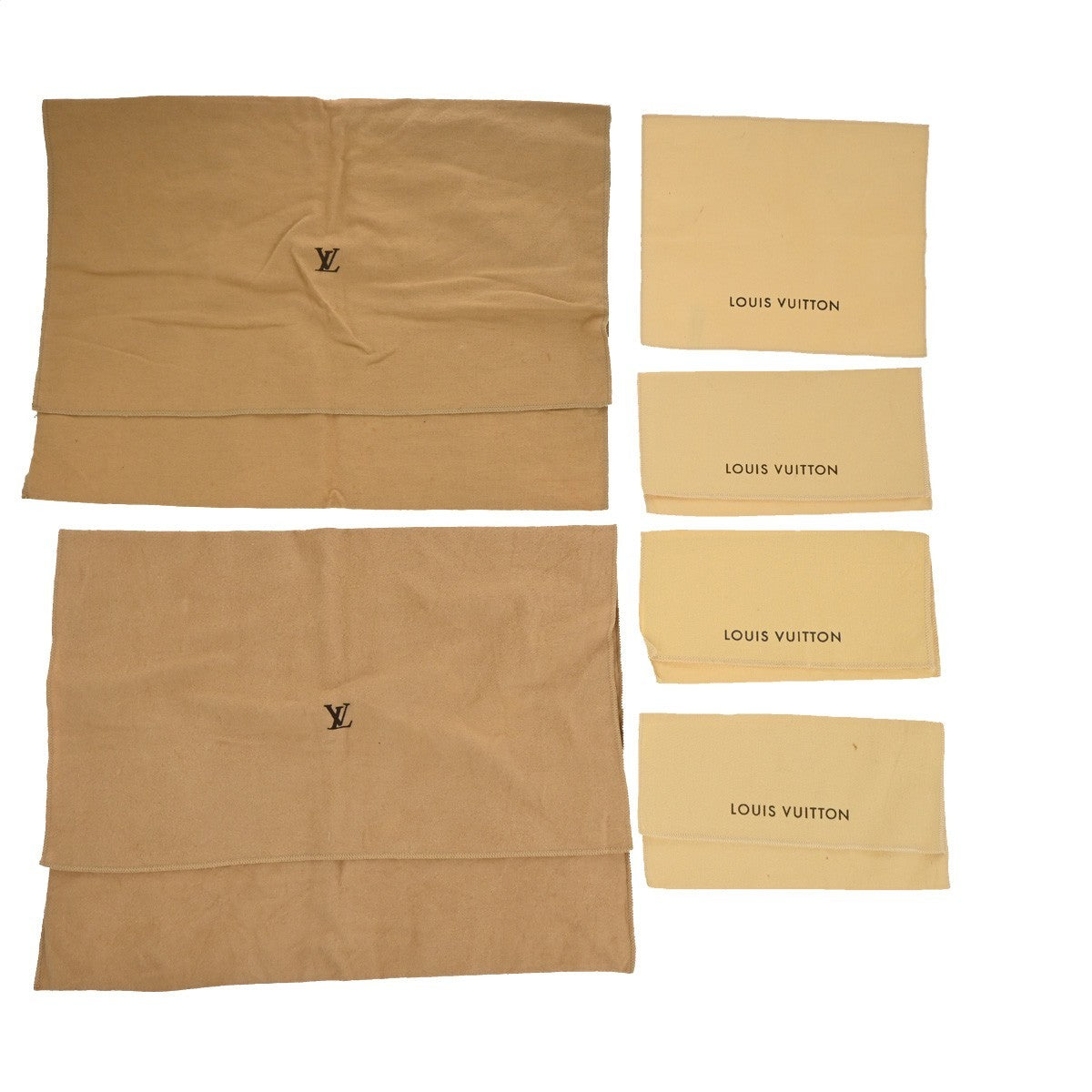 LOUIS VUITTON Logo 10 Set Dust Bag Drawstring Canvas Cotton Beige Brown 09KP229