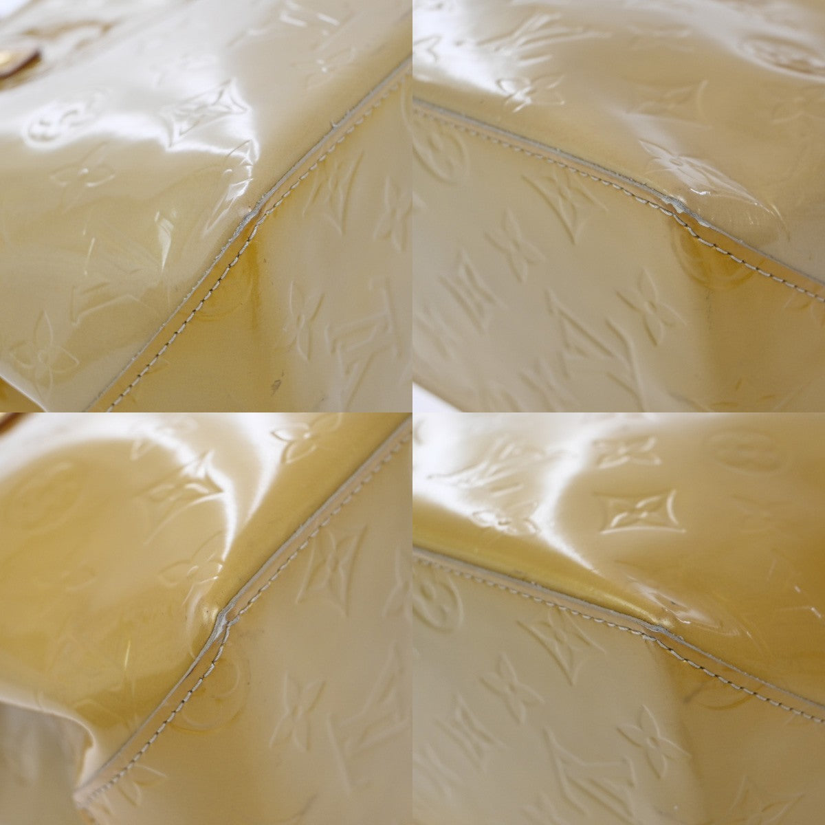 LOUIS VUITTON Read PM Hand Bag Monogram Vernis Patent Beige M91144 02EF819