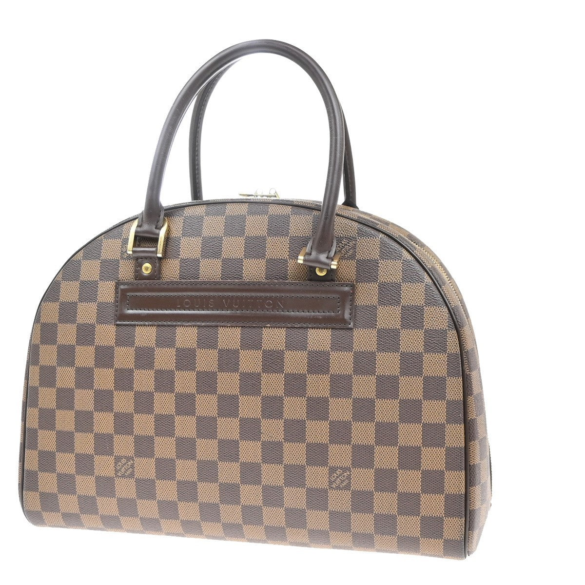 LOUIS VUITTON Logo Nolita HandBag Damier Ebene Leather Brown N41455 50KC176