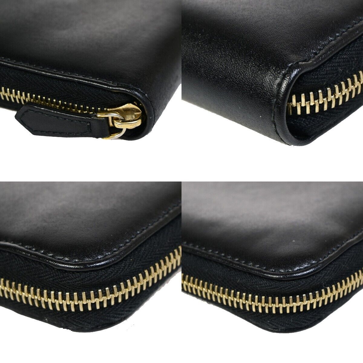 FENDI By The Way Logo Long Zip Around Wallet Purse Leather Black Italy 67EB039