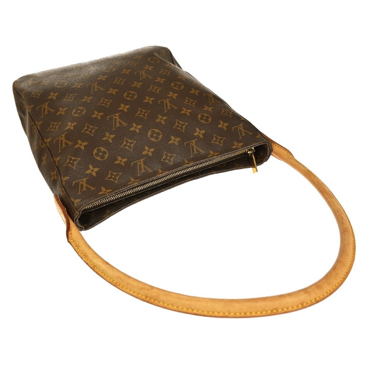 LOUIS VUITTON Logo Looping GM Shoulder Bag Monogram Leather Brown M51145 15GA174