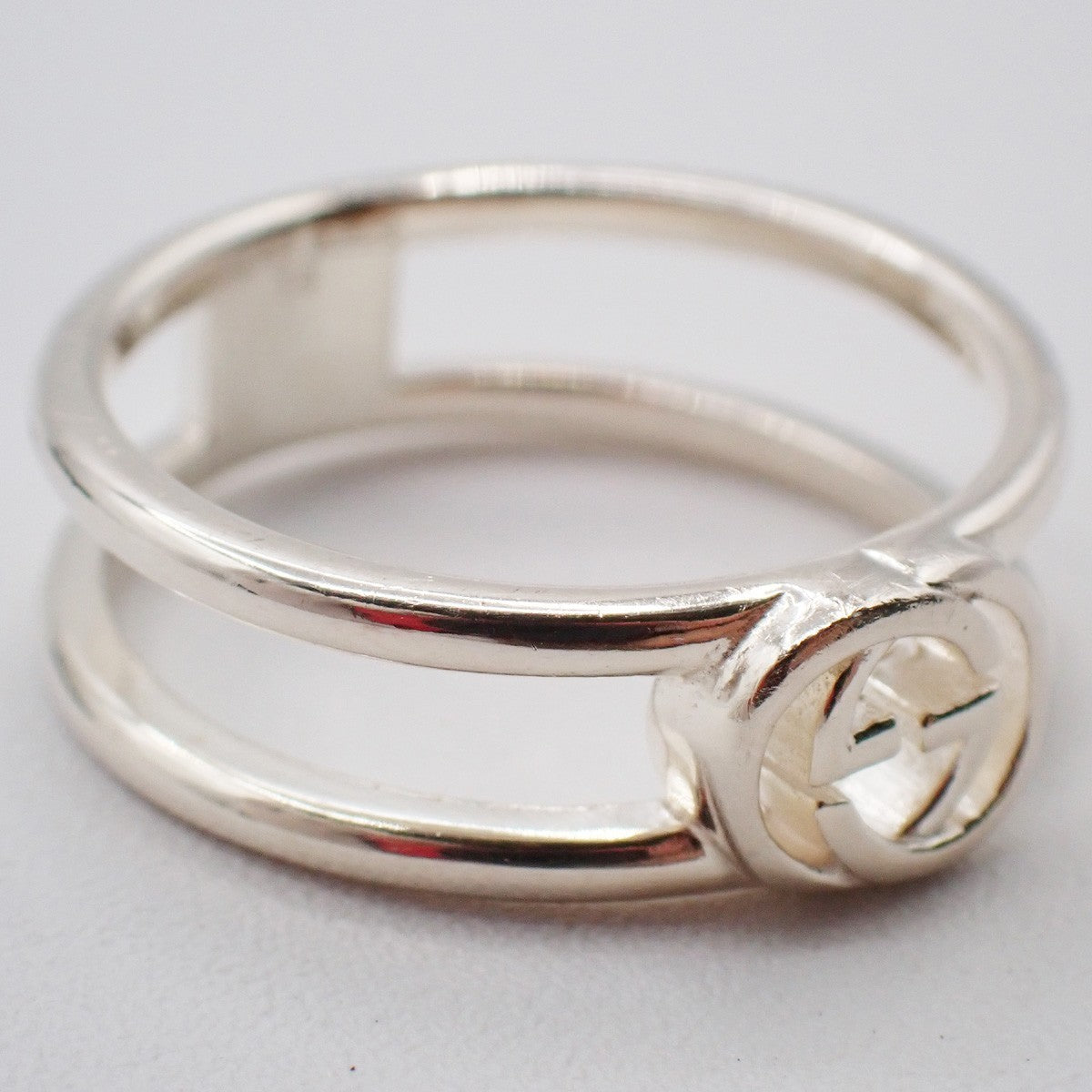 GUCCI Logo Interlocking G Ring Sterling Silver Size JP 12 US 6.5 Italy 60EF899