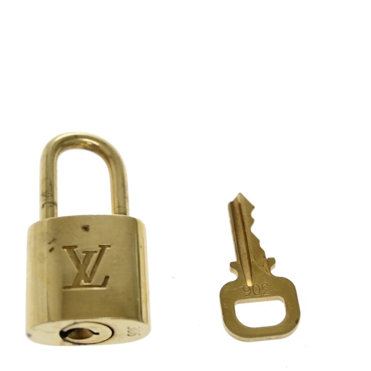 LOUIS VUITTON LV 10 SET PADLOCK KEY BAG CHARM CADENA GOLD PLATED FRANCE 80SH830