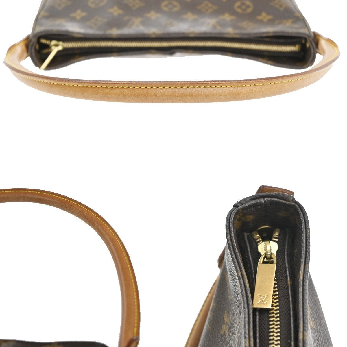 LOUIS VUITTON Logo Looping GM Shoulder Bag Monogram Leather Brown M51145 74SA123
