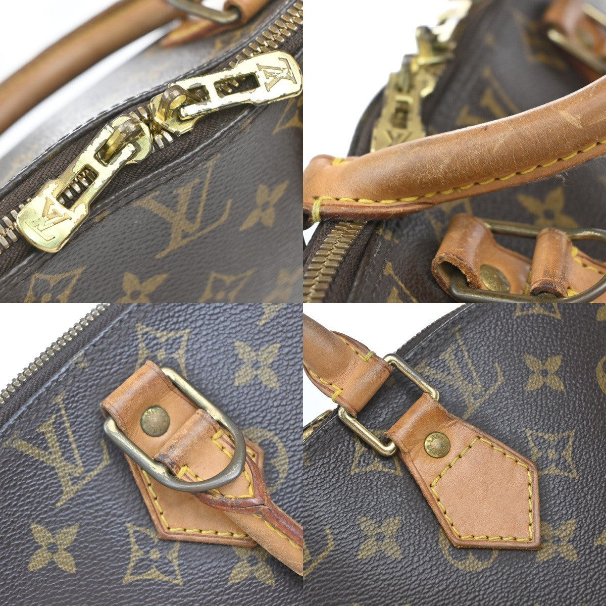 LOUIS VUITTON LV Logo Alma Hand Bag Monogram Leather Brown M51130 89YJ227
