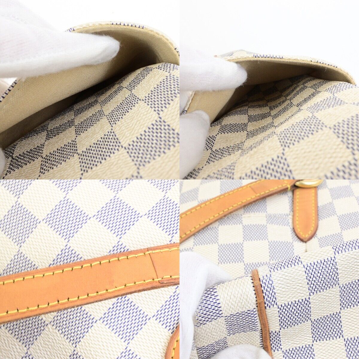 LOUIS VUITTON Totally MM Shoulder Bag Damier Azur Leather White N51262 20FA324
