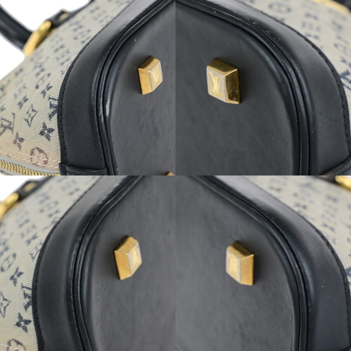 LOUIS VUITTON Logo Alma Long Hand Bag Monogram Mini Canvas Blue M92205 31ED365
