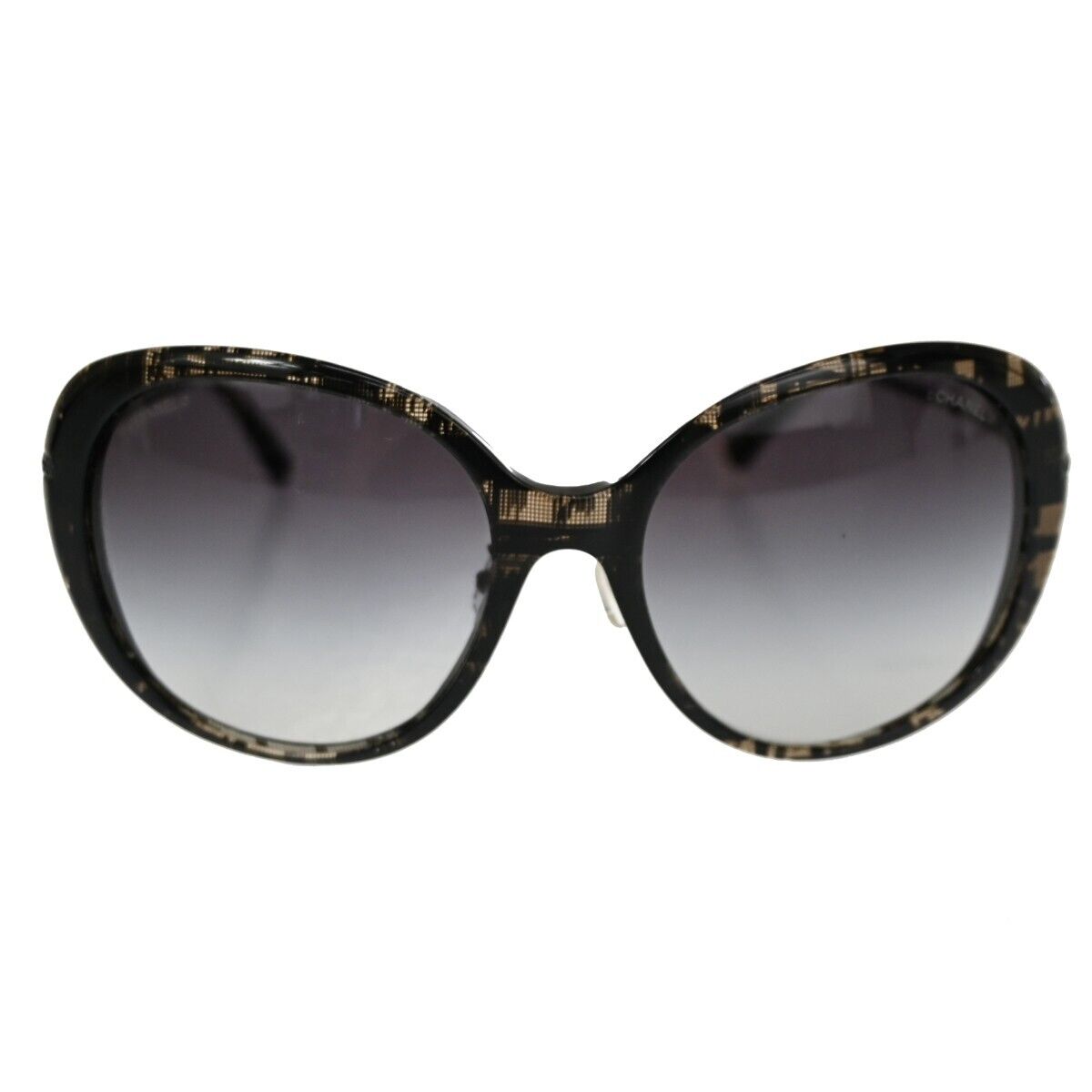 CHANEL CC Rhinestone Sunglasses Eye Wear Plastic Metal Black 5293-B-A 62FA052