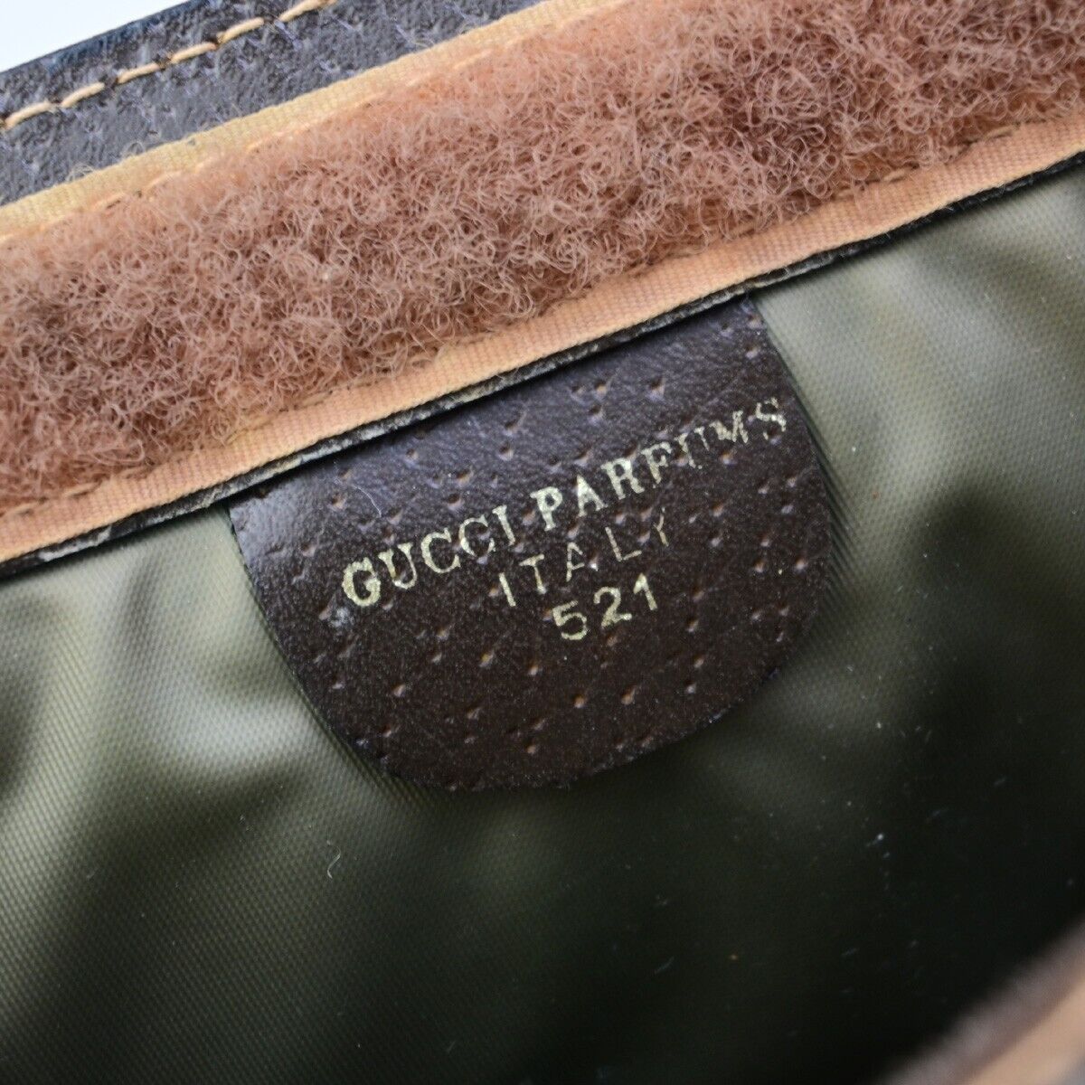 GUCCI Logo GG Mini Pattern Sherry Pouch Bag PVC Leather Brown Italy 67KA491