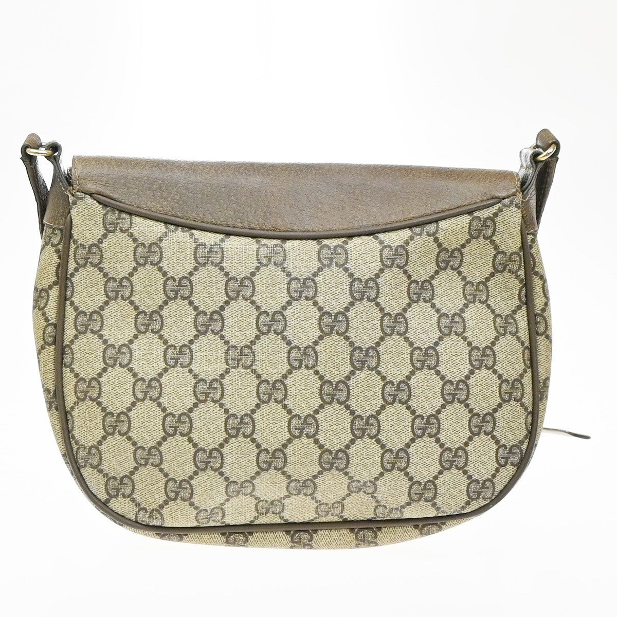 GUCCI Logo Web Sherry GG Pattern Shoulder Bag PVC Leather Brown Italy 04YJ170