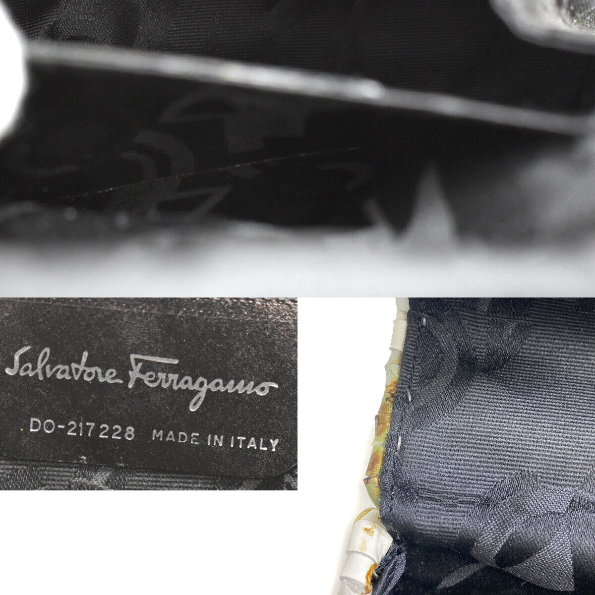 SALVATORE FERRAGAMO GANCINI HAND BAG LEATHER WHITE GREEN ORANGE ITALY 52LB626