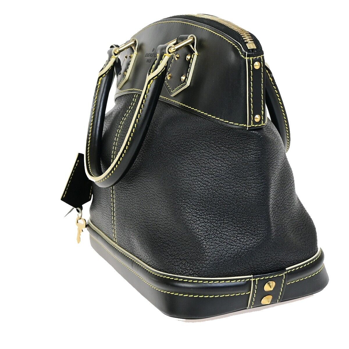 LOUIS VUITTON LV Logo Lockit PM Hand Bag Suhali Leather Black GHW M91888 48KA405