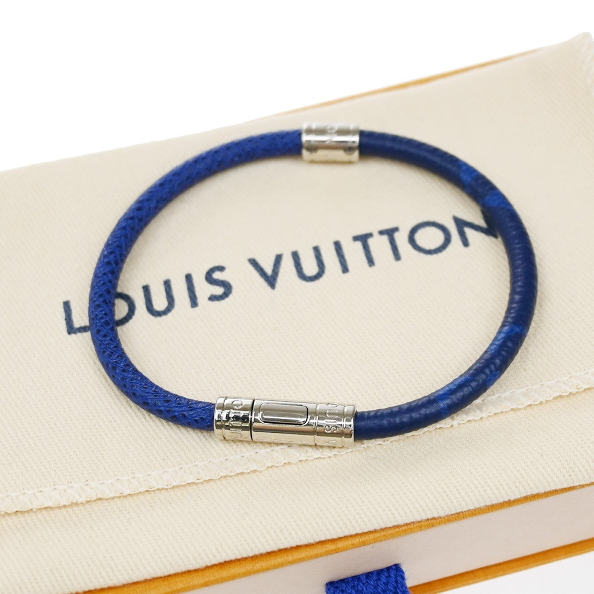 LOUIS VUITTON Neo Split Bracelet Monogram Taigarama Leather Blue M6568D 69KB463
