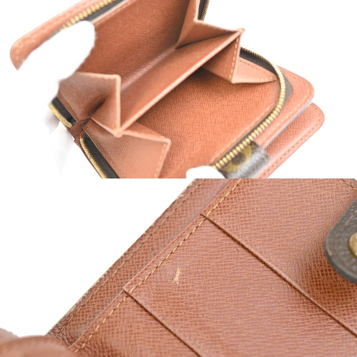 LOUIS VUITTON Compact Zip Bifold Wallet Monogram Leather Brown M61667 09FB576