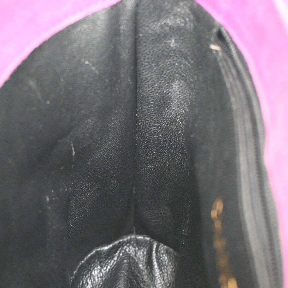 CHANEL CC Logo Fringe Shoulder Vanity Bag Suede Leather Purple Vintage 638HB349