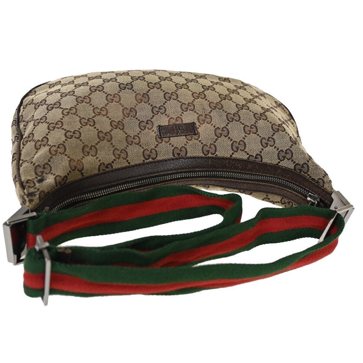 GUCCI GG Pattern Sherry Shoulder Bag Canvas Leather Brown Gold Italy 05YB696