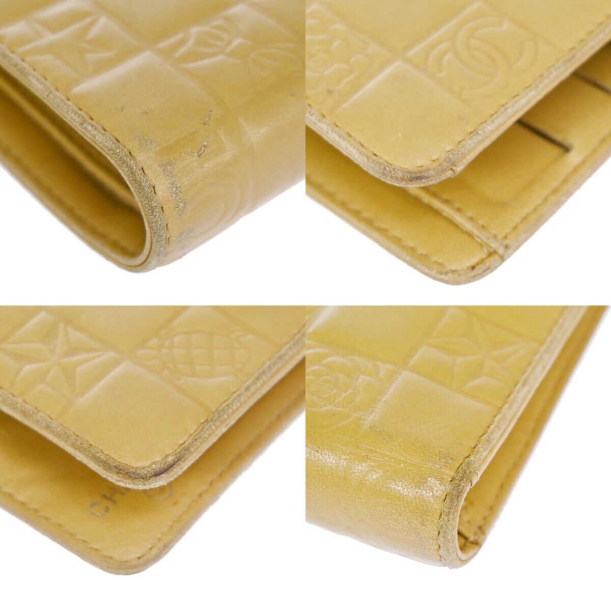 CHANEL CC Logo Icon Long Bifold Wallet  Purse Leather Beige SHW Italy 68EA127
