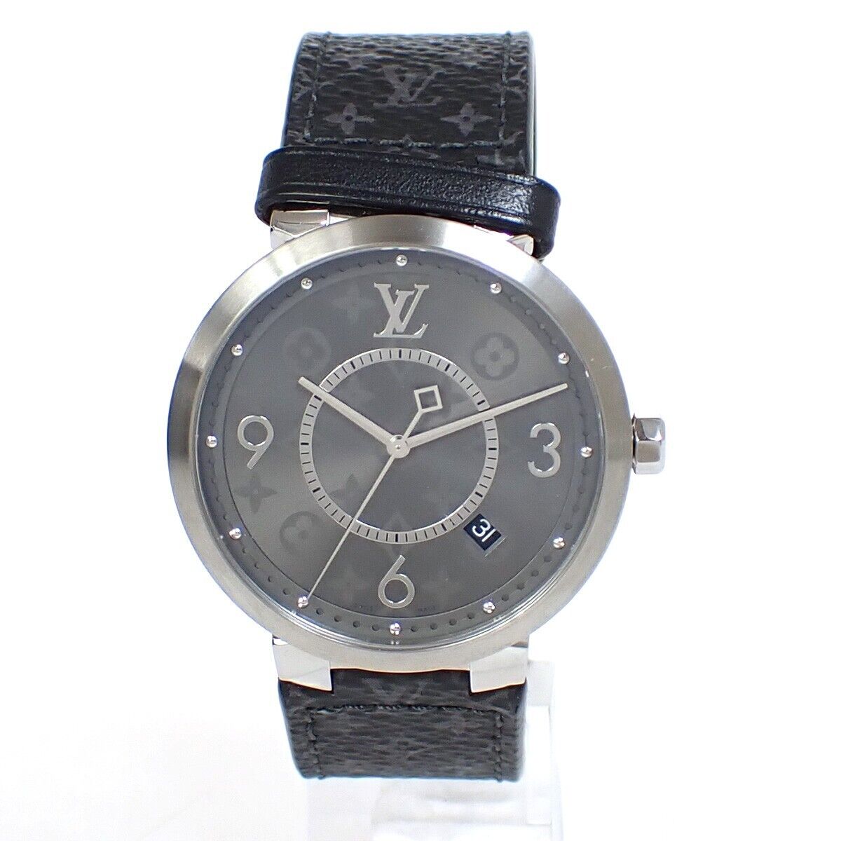 LOUIS VUITTON Tambour Slim Eclipse GM Watch Quartz Q1DM0 Stainless 689LC514