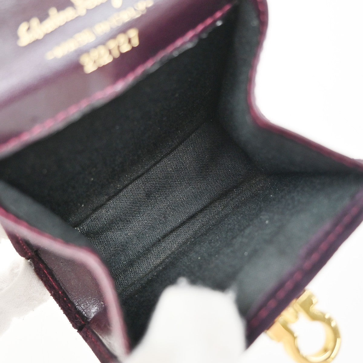 SALVATORE FERRAGAMO Gancini Mini Chain Shoulder Bag Suede Leather Purple 80KP154