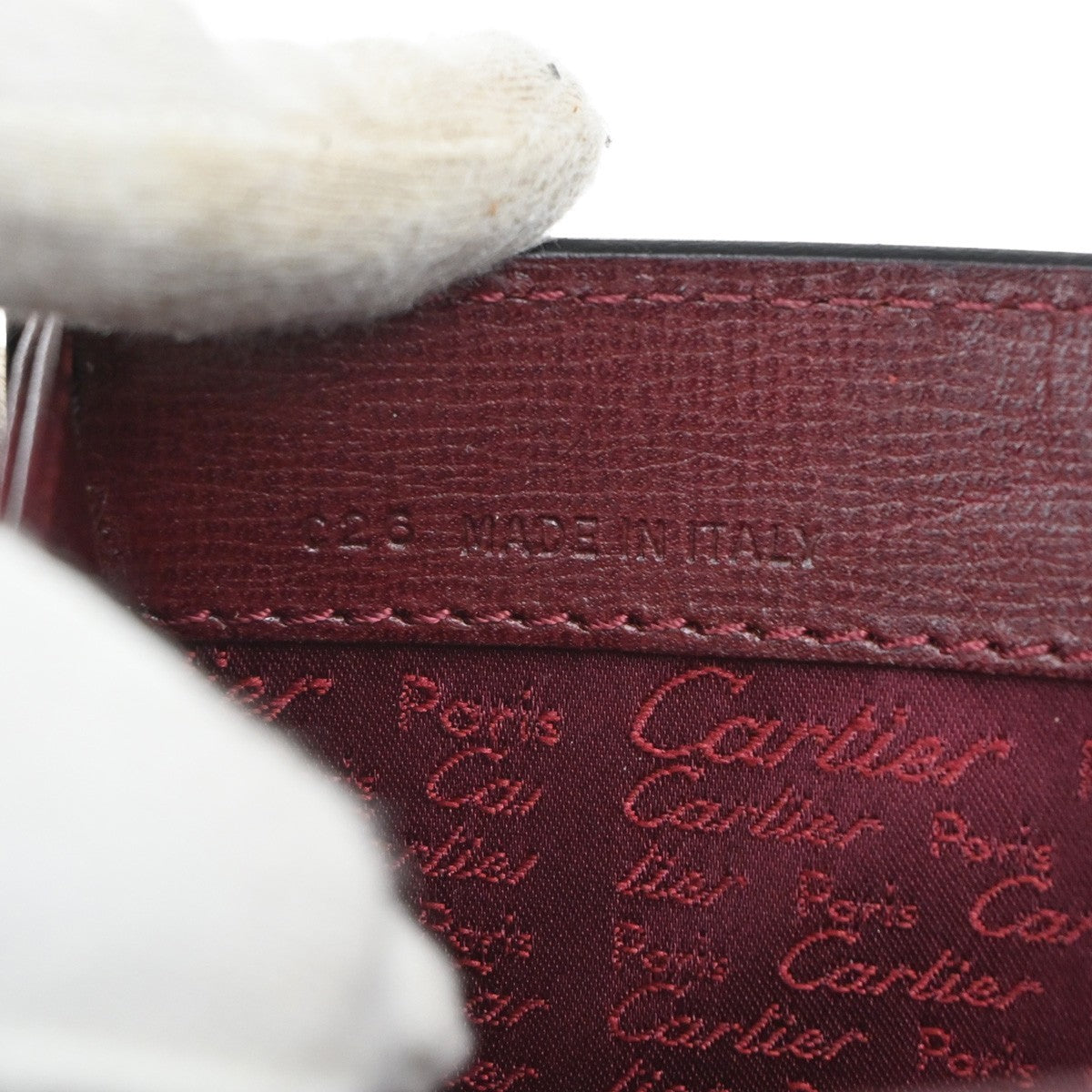 MUST DE CARTIER 2C Logo Shoulder Bag Leather Bordeaux Red GHW Italy 34EG398