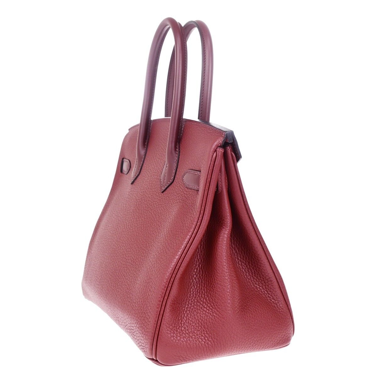 HERMES LOGO BIRKIN 30 HAND BAG C STAMP TOGO SWIFT LEATHER CADENA RUBY 6197LC523