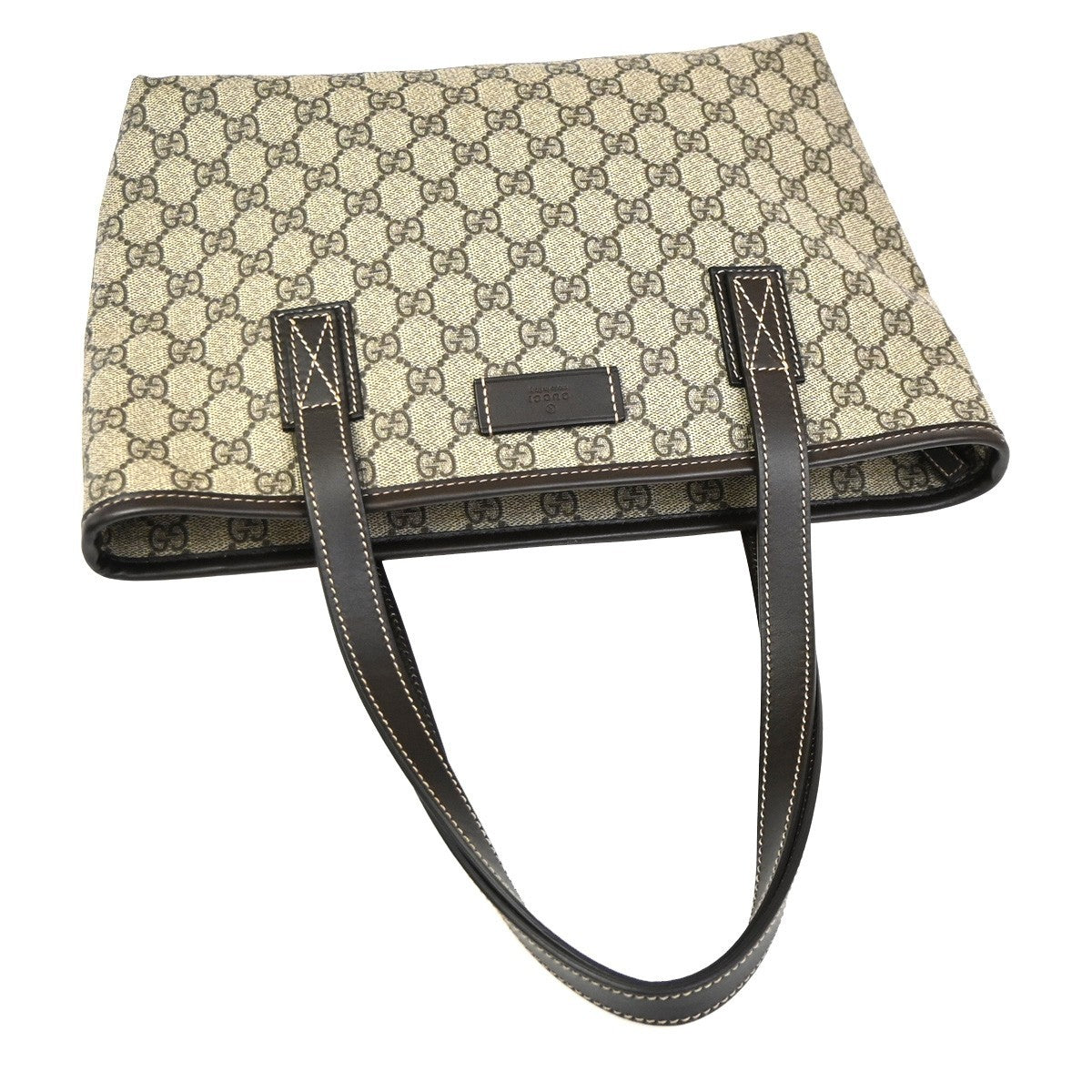 GUCCI Logo GG Pattern Hand Tote Bag Supreme Leather Brown Italy 80TA566