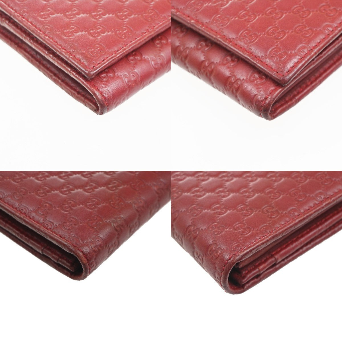 GUCCI Micro Guccissima GG Pattern Bifold Long Wallet Leather Red Italy 31KC718