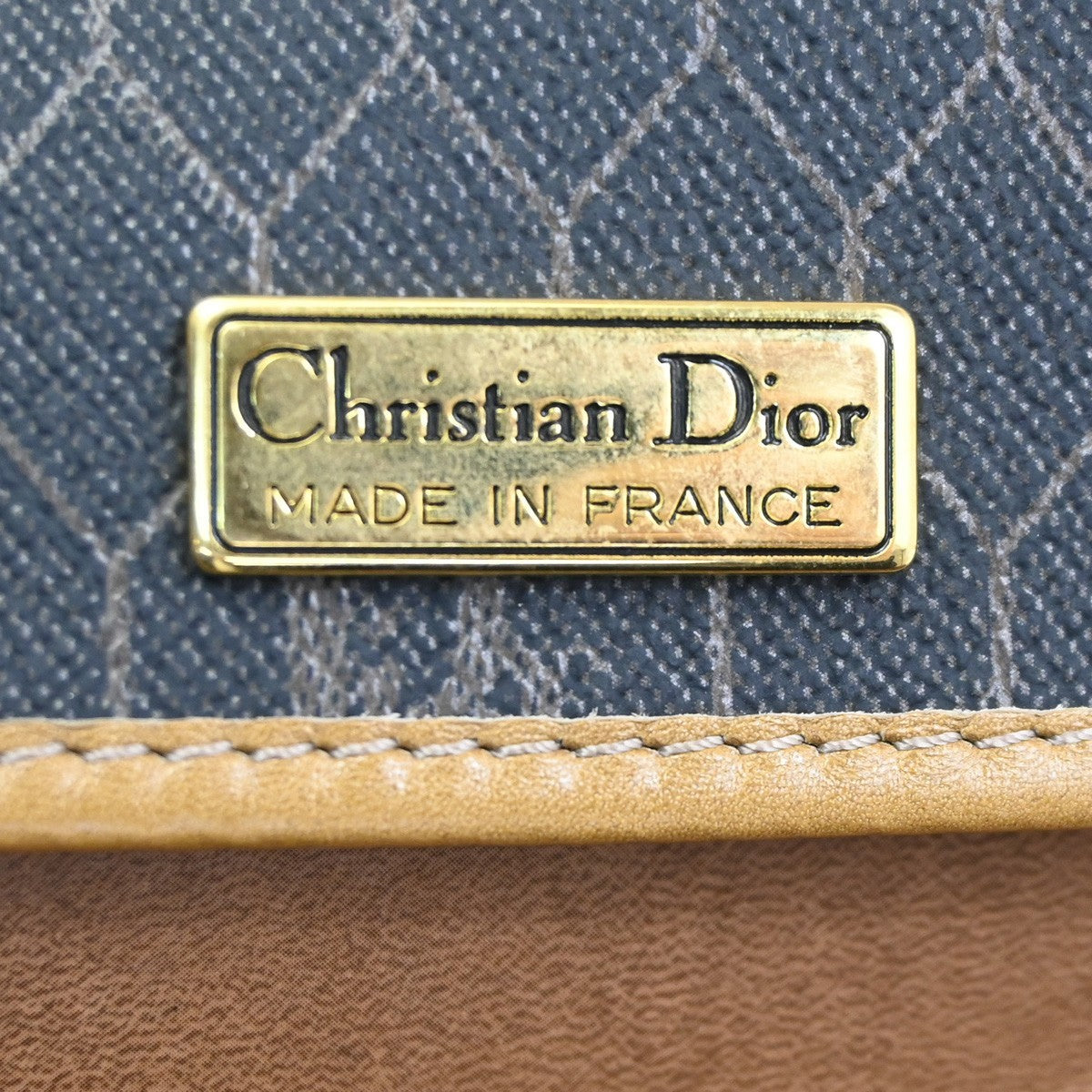 CHRISTIAN DIOR Honeycomb Shoulder Bag PVC Leather Brown Gray GHW 31CB033