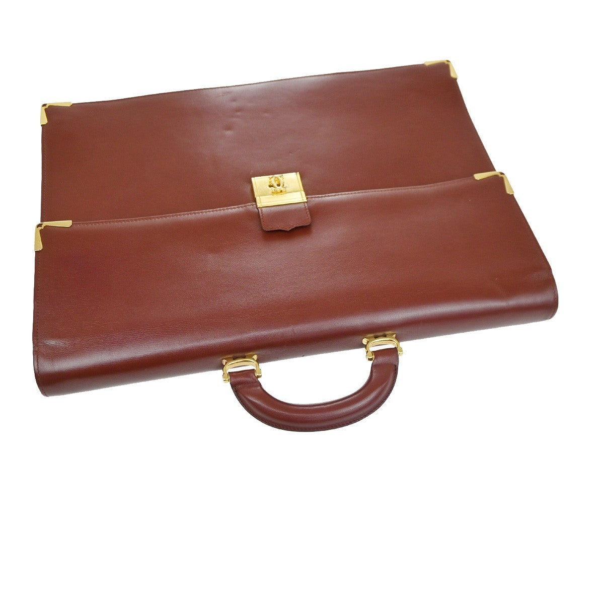 MUST DE CARTIER 2C Business Hand Bag Leather Bordeaux Red GHW Italy 31TA706