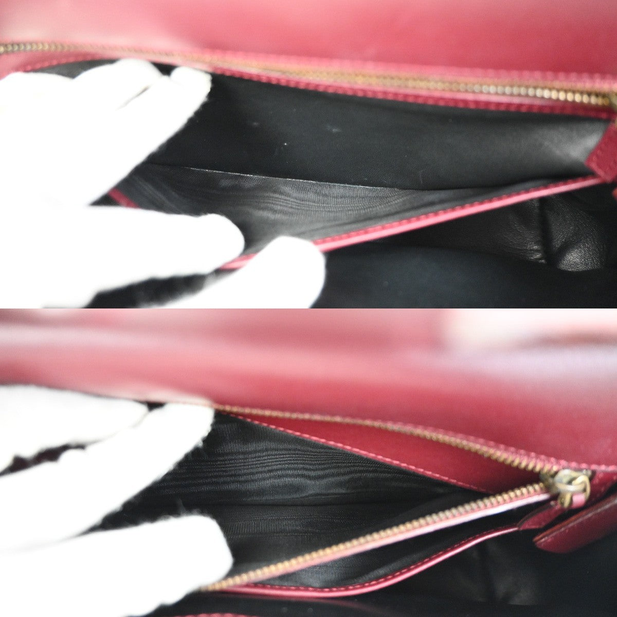 GUCCI Logo Top Handle Shoulder Hand Bag Leather Red GHW Italy 70KC634