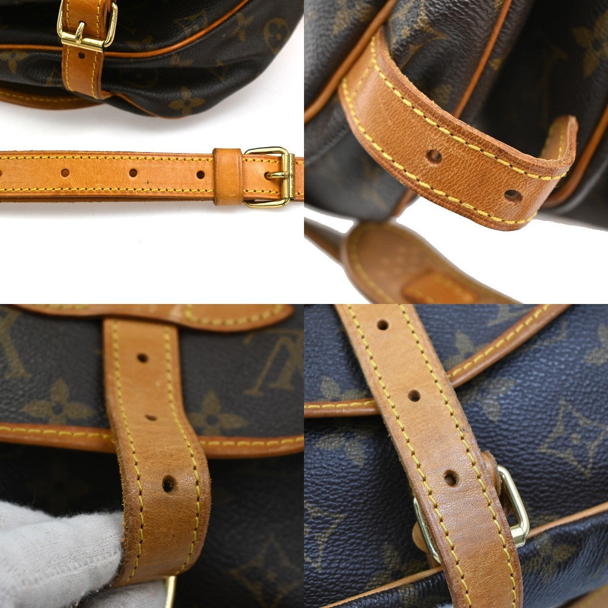 LOUIS VUITTON Logo Saumur 30 Shoulder Bag Monogram Leather Brown M42256 19CA490