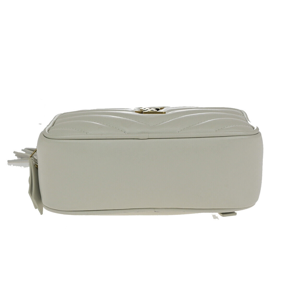 SAINT LAURENT YSL Logo Lou Belt Bum Body Bag Tassel Leather Ivory GHW 21YG406