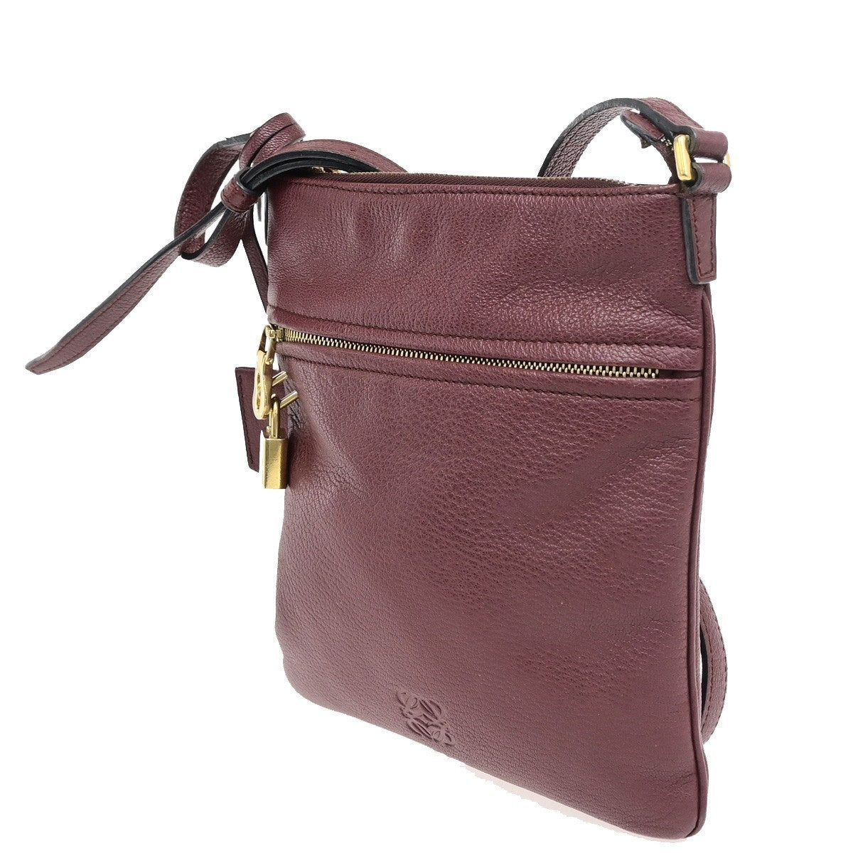 LOEWE Logo Anagram Crossbody Shoulder Bag Leather Red SHW Spain 87CB049