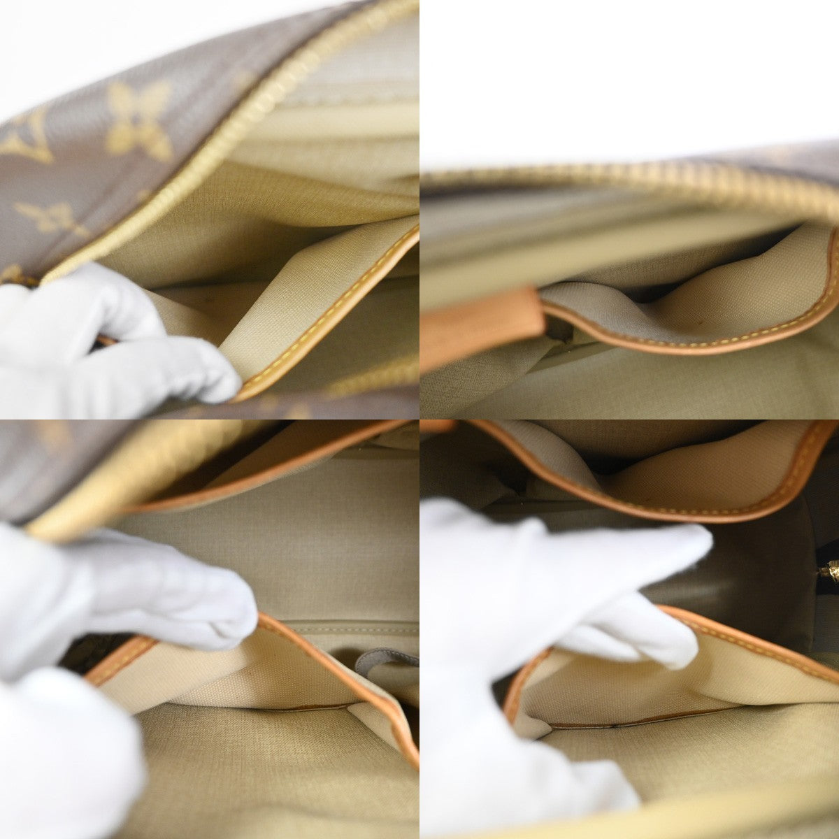 LOUIS VUITTON LV Logo Deauville Hand Bag Monogram Leather Brown M47270 34KC421
