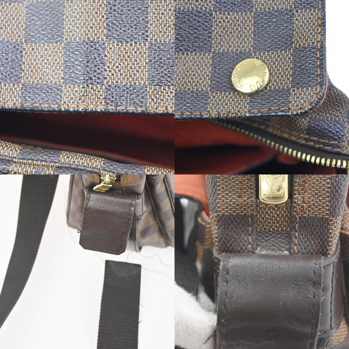 LOUIS VUITTON Naviglio Shoulder Bag Damier Ebene Leather Brown N45255 66CA753