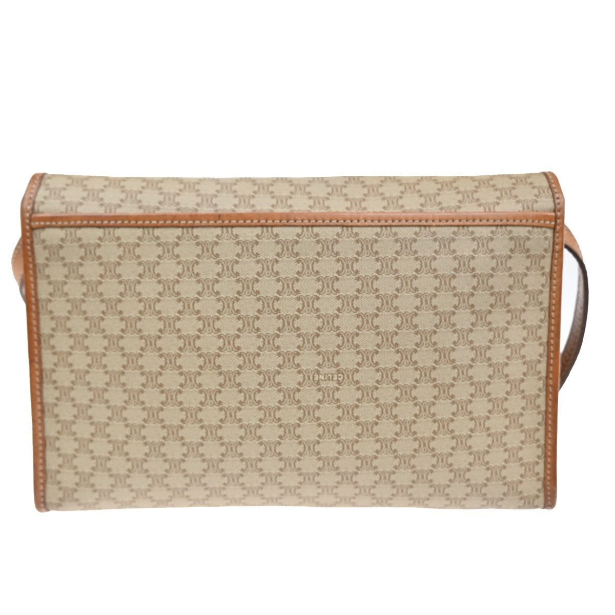 CELINE Macadam Pattern 2Way Shoulder Clutch Bag PVC Leather Beige Italy 69MA114