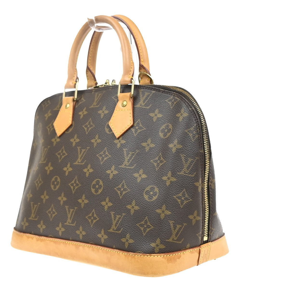LOUIS VUITTON LV Logo Alma Hand Bag Monogram Leather Brown France M51130 17MA583