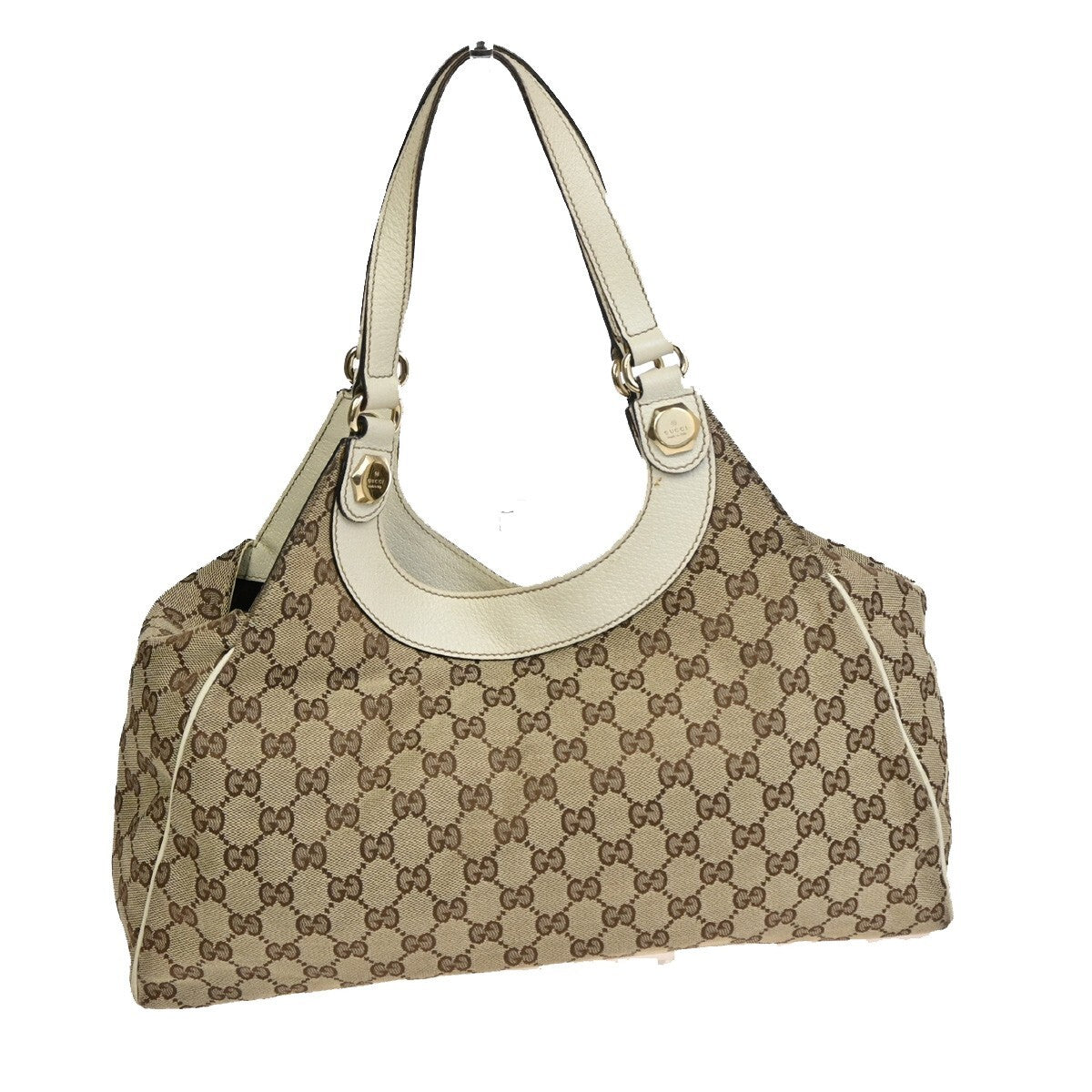 GUCCI Logo Abbey GG pattern Shoulder Hand Bag Canvas Leather Brown GHW 39FB578
