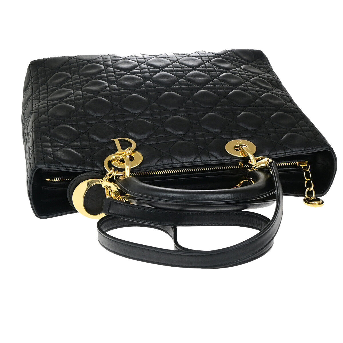 CHRISTIAN DIOR Logo Lady Cannage 2Way Shoulder Hand Bag Leather BE GHW 367RK664