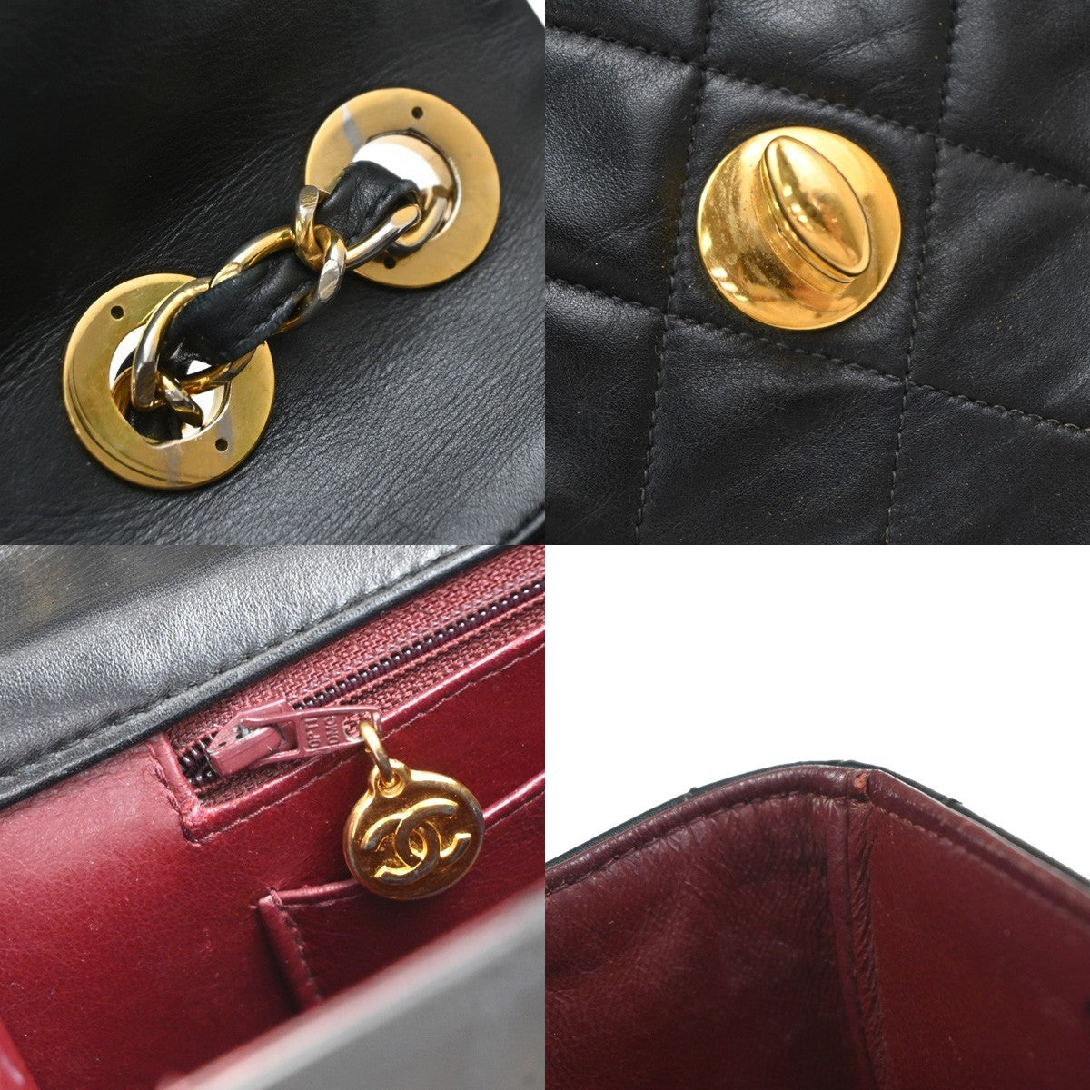 CHANEL Maxi Jumbo Matelasse 34 Chain Shoulder Bag Leather Black Vintage 328RP127