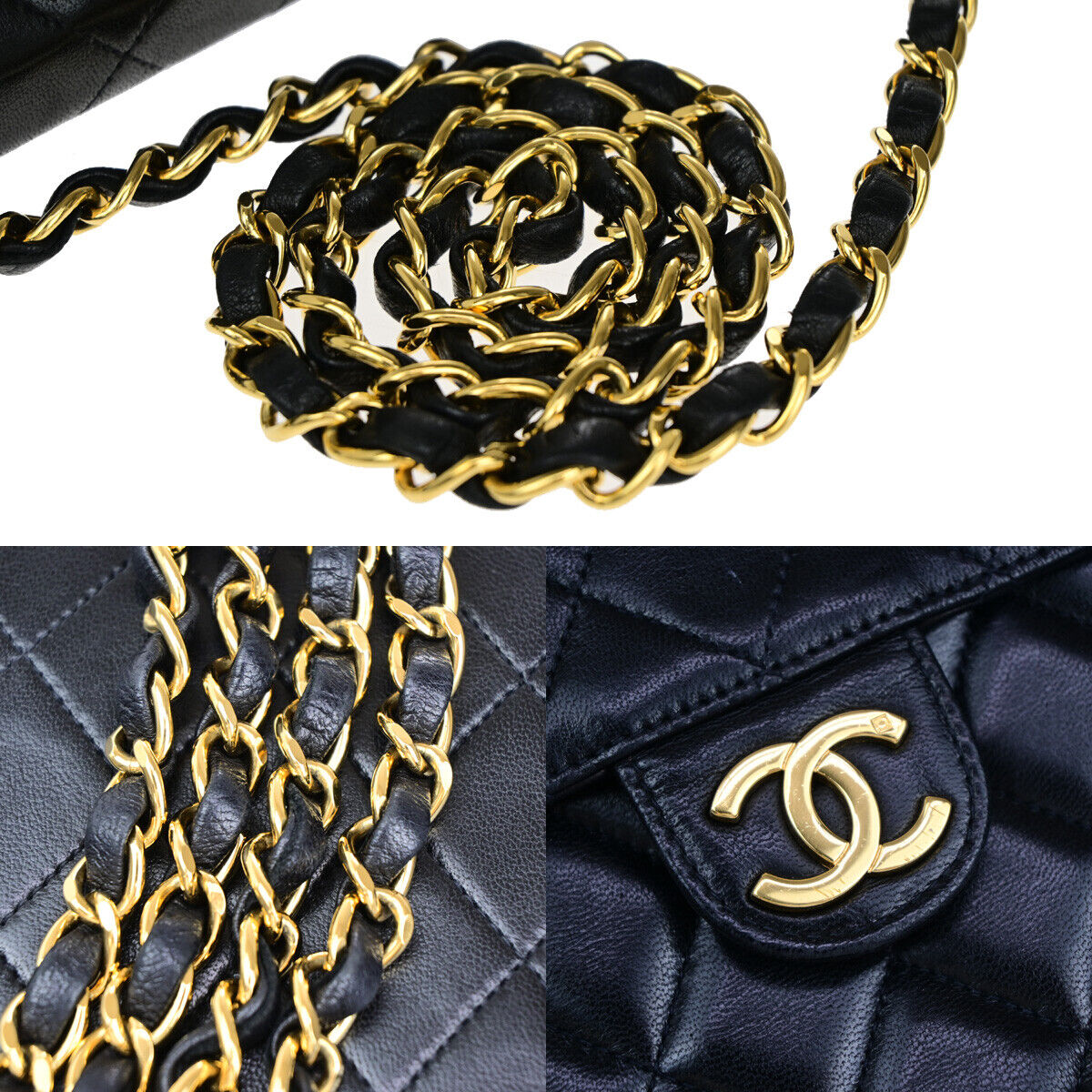 CHANEL CC Matelasse 25 Chain Shoulder Bag Leather Black GHW Vintage 392RJ899