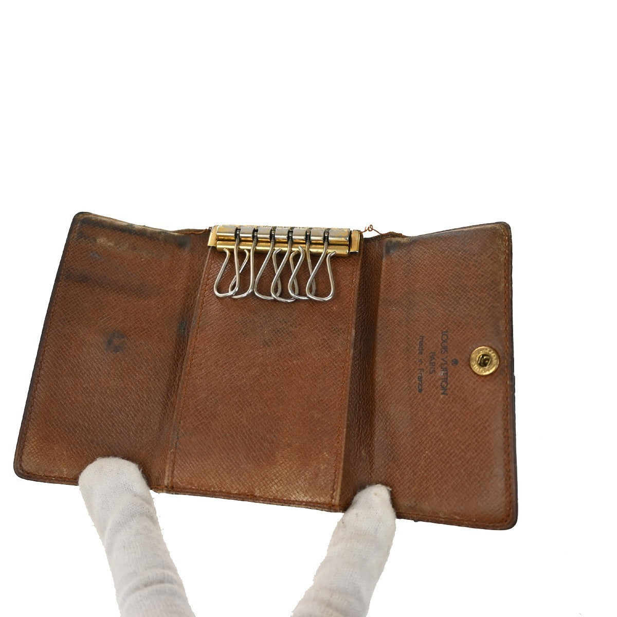 LOUIS VUITTON LV Logo 3 Set Long Wallet Key Case Monogram Leather Brown 02EF825