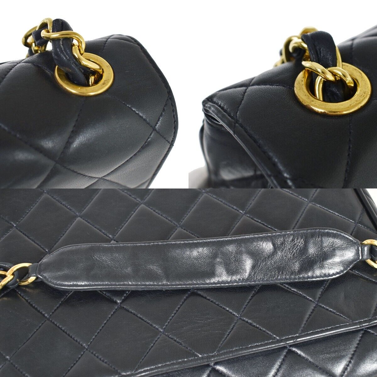 CHANEL CC Logo Matelasse 25 Chain Shoulder Bag Leather Blue GHW Vintage 850RJ158