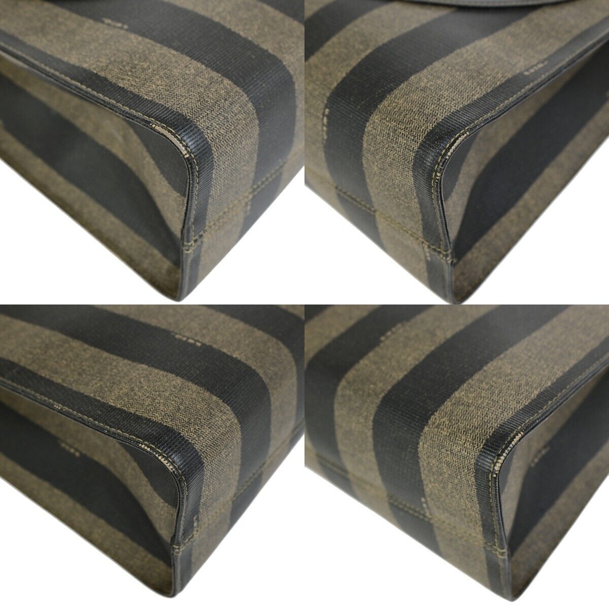 FENDI Logo Pecan Shoulder Tote Bag PVC Leather Brown Made In Italy 34FB215