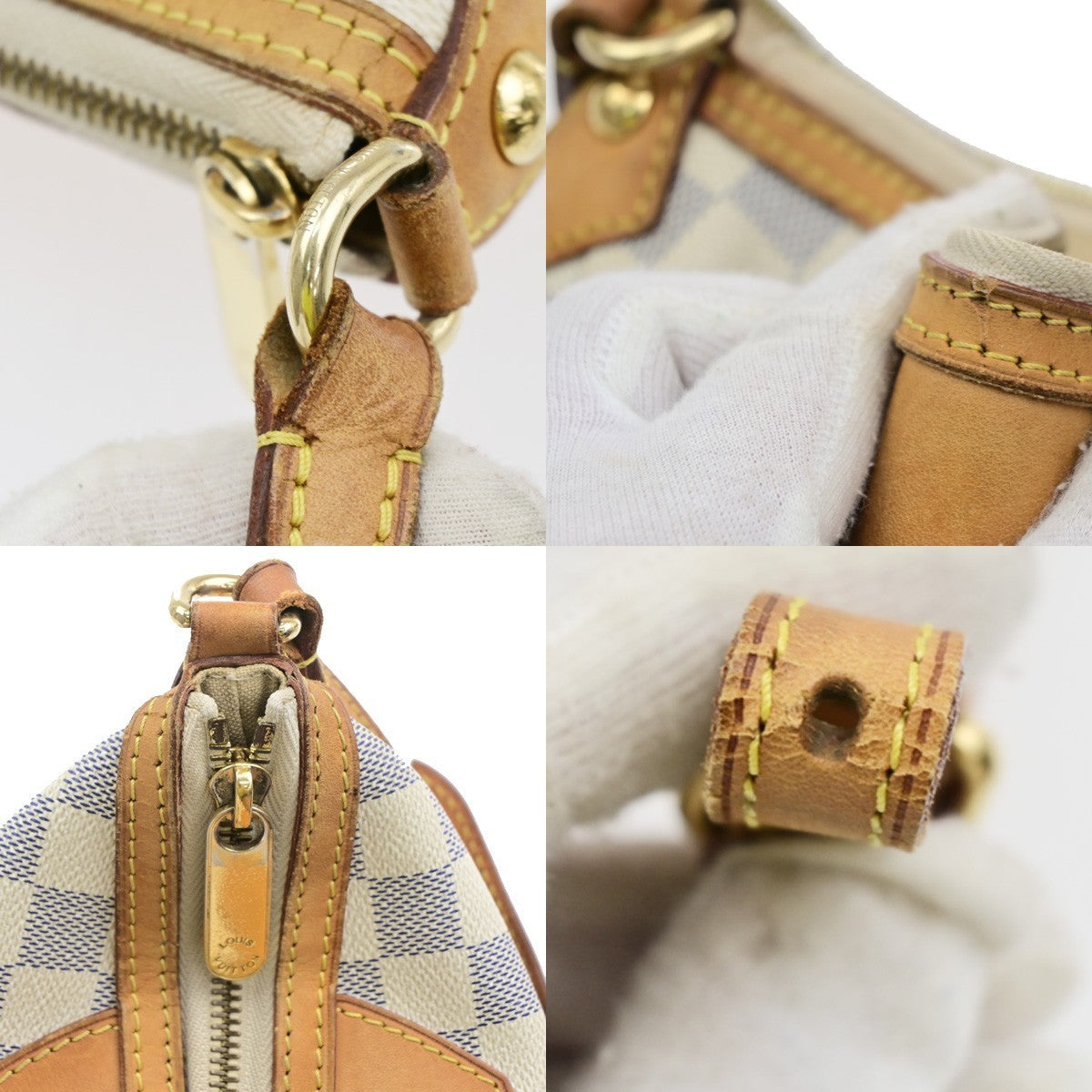 LOUIS VUITTON Siracusa PM Shoulder Bag Damier Azur Leather White N41113 91MA697