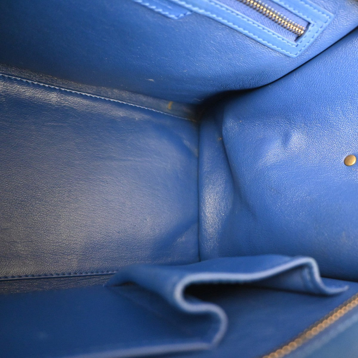 CELINE Luggage Mini Top Handle Tote Hand Bag Leather Blue GHW Italy 95RL900